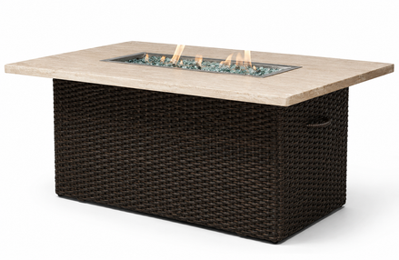 Wicker Rectangular Fire Pit Table
