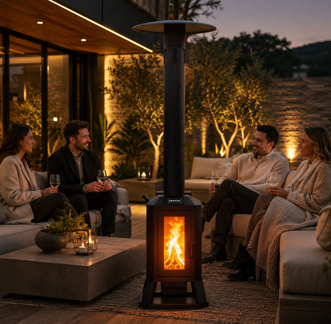 Luxury Smokeless Patio Heater with Glass Flame Window