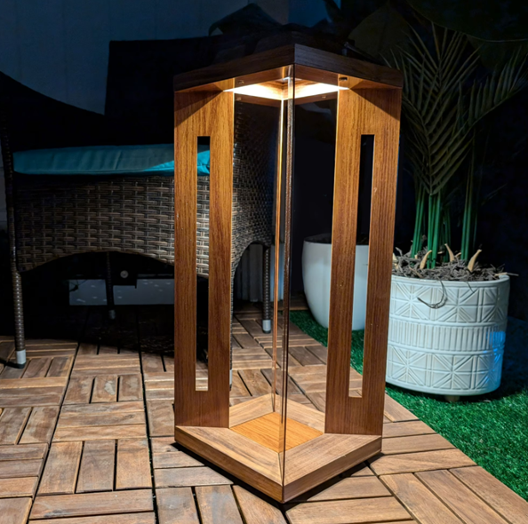 Brilliance Teakwood Solar Hanging Lantern for Outdoor Living