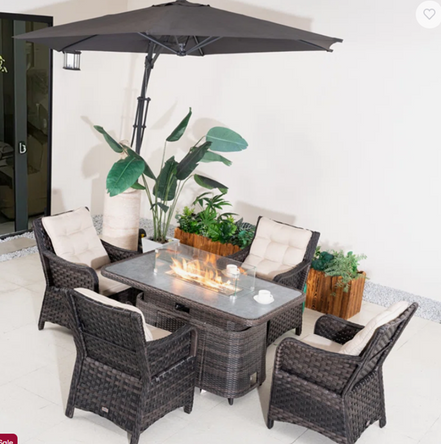 Adjustable Outdoor Fire Pit Dining Set
