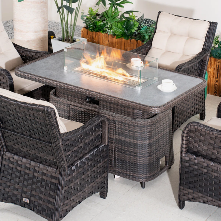 Adjustable Outdoor Fire Pit Dining Set