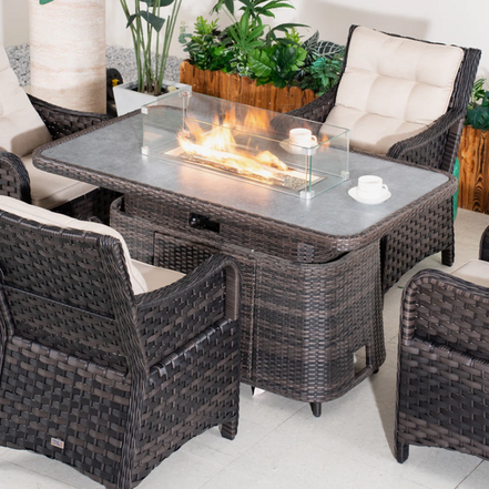Adjustable Outdoor Fire Pit Dining Set