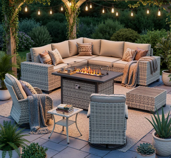 Outdoor Lounge Conversation Fire Set