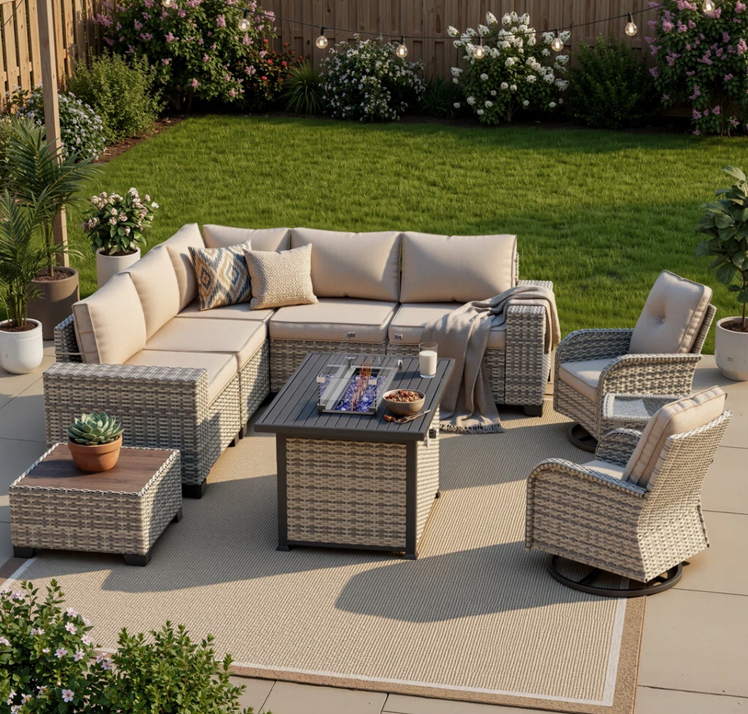 Outdoor Lounge Conversation Fire Set