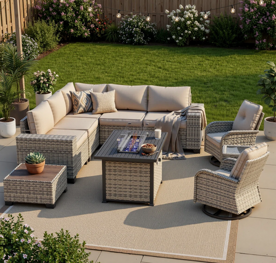 Outdoor Lounge Conversation Fire Set