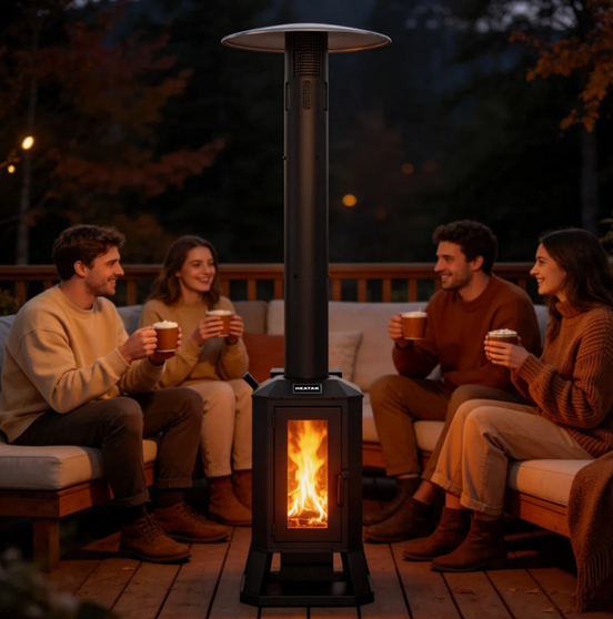 Luxury Smokeless Patio Heater with Glass Flame Window