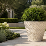 Cadiz Contemporary Limestone Outdoor Planter by Anderson Teak