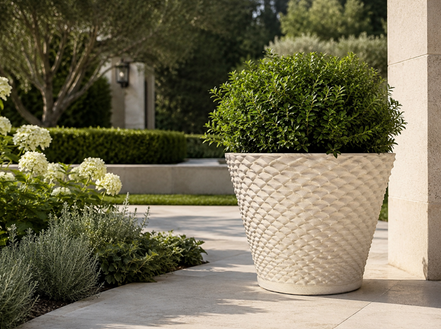 Cadiz Contemporary Limestone Outdoor Planter by Anderson Teak