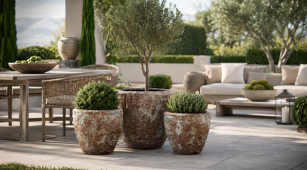 Screen Gems Rocky Round Tall Outdoor Planter Set of 3