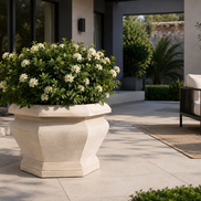 Anderson Teak Jardienere Large Beige Limestone Outdoor Planter