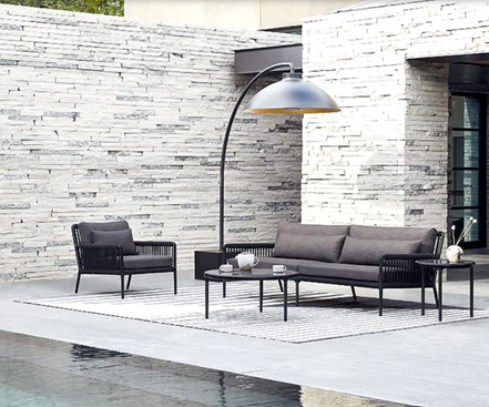 DOME Sculptural Freestanding Patio Heater with Floor Lamp Design