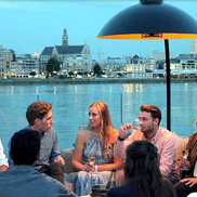 DOME Sculptural Freestanding Patio Heater with Floor Lamp Design