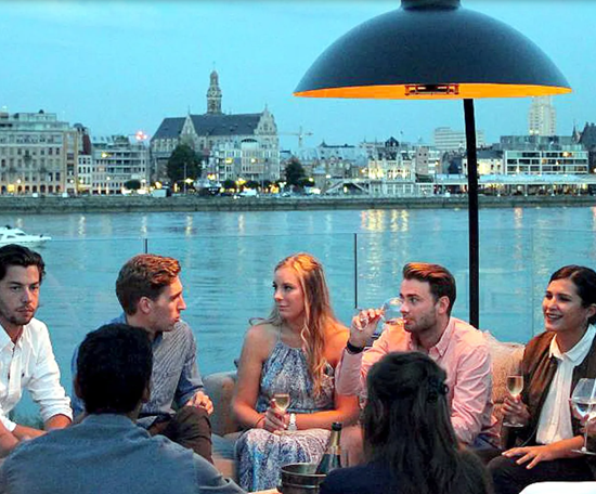 DOME Sculptural Freestanding Patio Heater with Floor Lamp Design